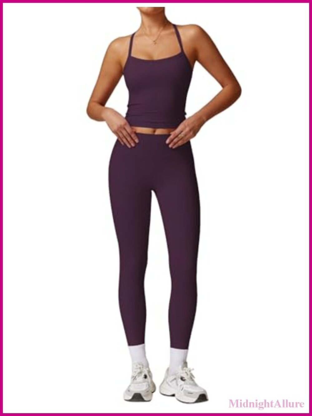 2 Piece Padded Sports Bra Tank Top High Waist Leggings Set Gym Yoga